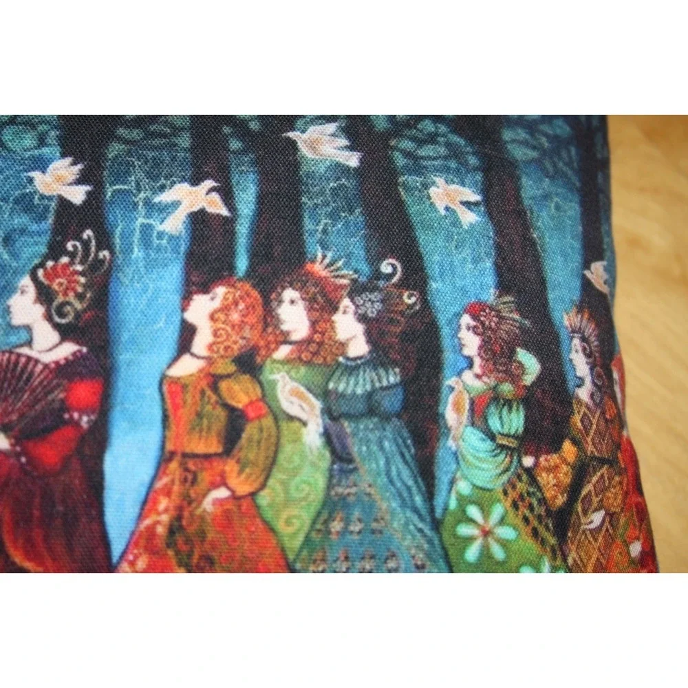 Sacred Grove Tapestry Pillow Ladies Royalty Forest Doves Whimsical 12 Women